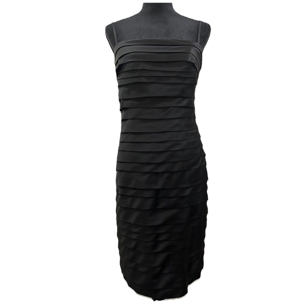 Calvin Klein 4P Black Layered Cocktail Dress Strapless Or Spaghetti Strap